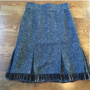 Nanette Lepore Tweed A-line Skirt with Velvet Trim